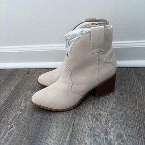 Sonoma‎ San Juan Faux Suede Block Heel Ankle Bootie Shoes Light Tan Women's 8